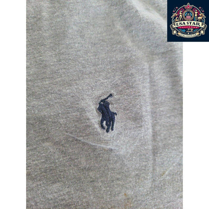 Grey Polo Ralph Lauren Shirt, Custom Slim Fit, Size L, High - Quality Cotton, Elegant Style - USASTARFASHION