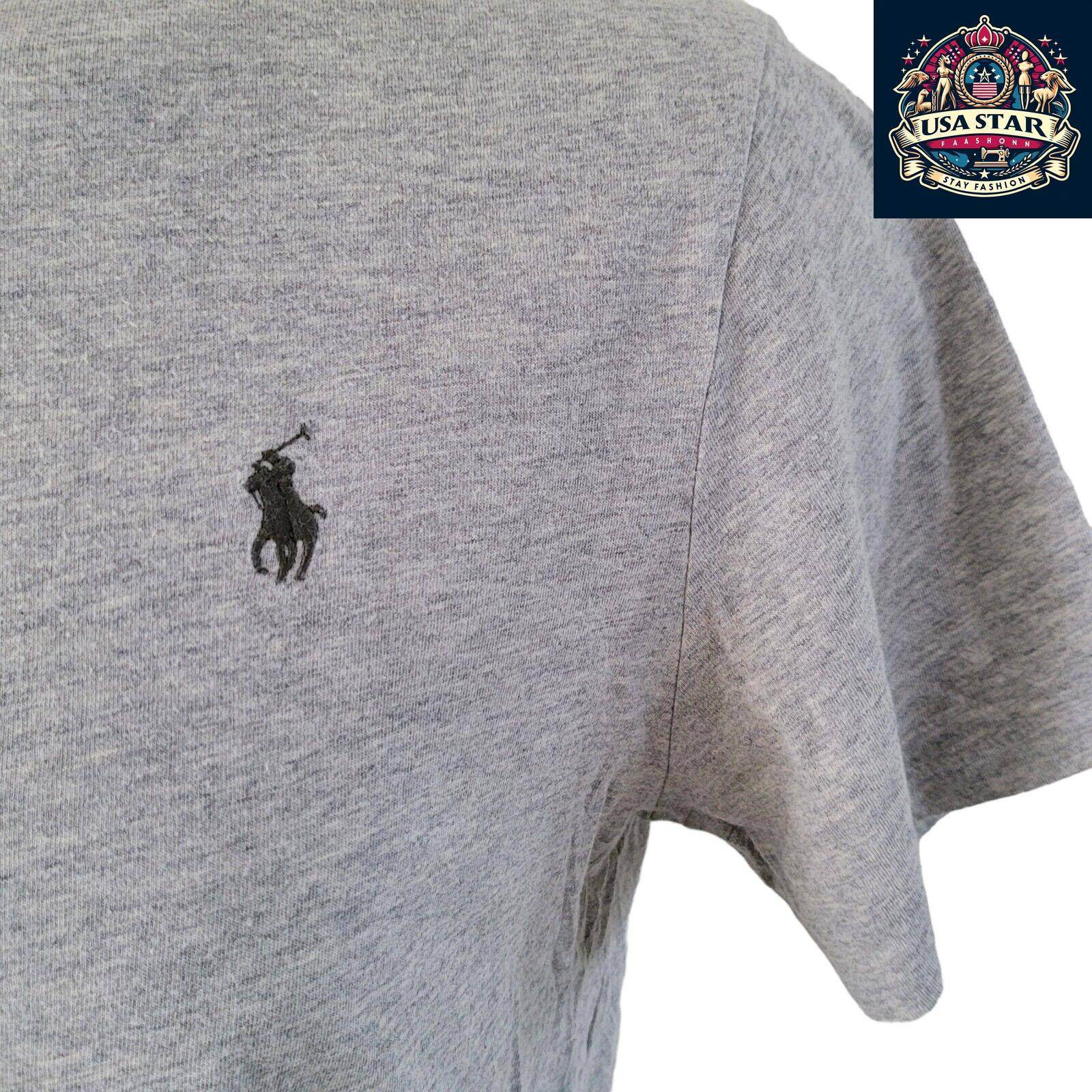 Grey Polo Ralph Lauren Shirt, Custom Slim Fit, Size L, High - Quality Cotton, Elegant Style - USASTARFASHION