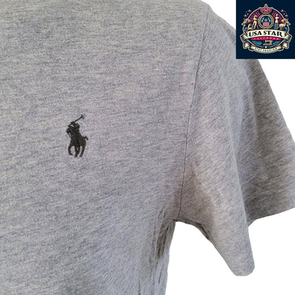 Grey Polo Ralph Lauren Shirt, Custom Slim Fit, Size L, High - Quality Cotton, Elegant Style - USASTARFASHION