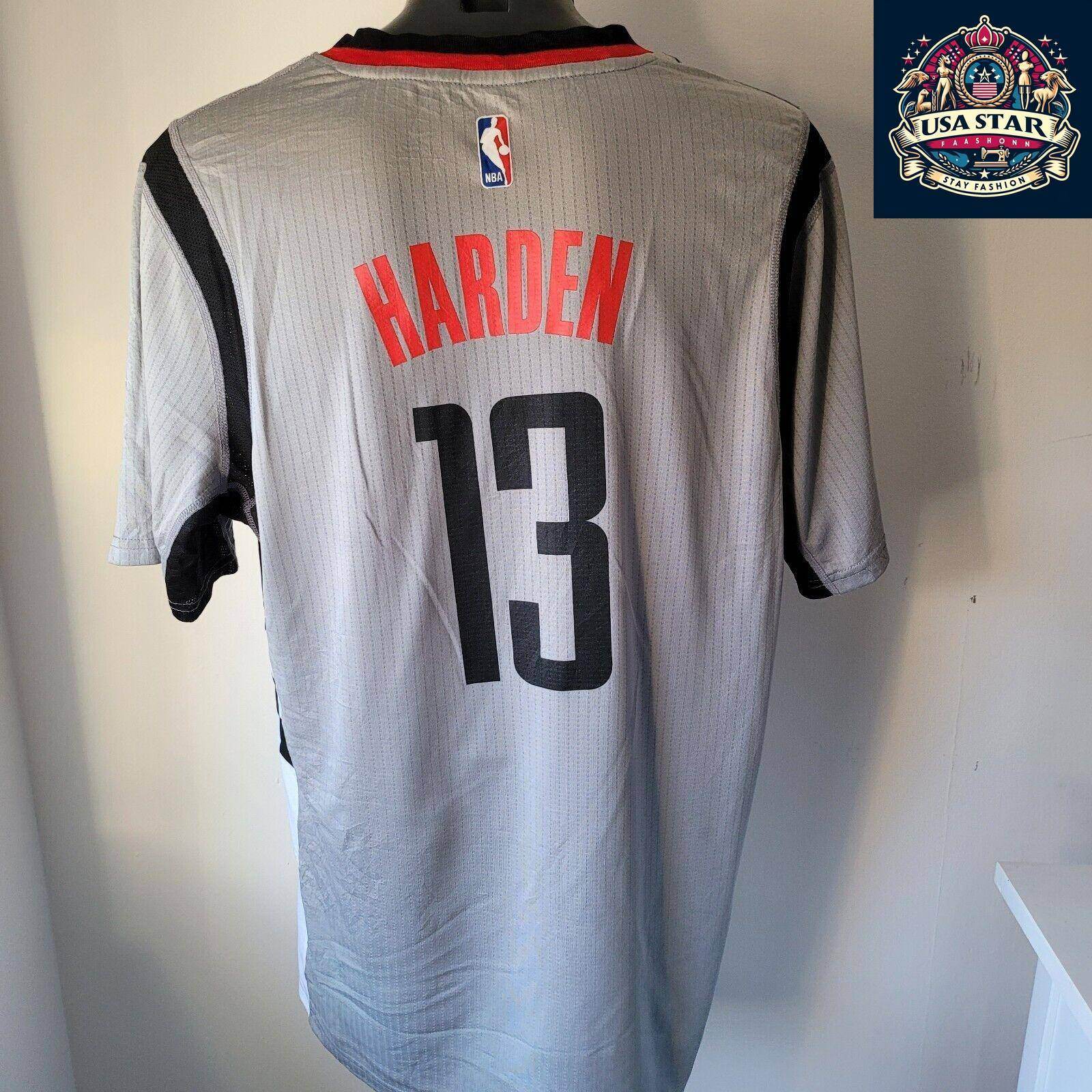 Houston Rockets Shirt James Harden 13 Grey Short Sleeve T-Shirt by Adidas - 2XL Men's Apparel - USASTARFASHION
