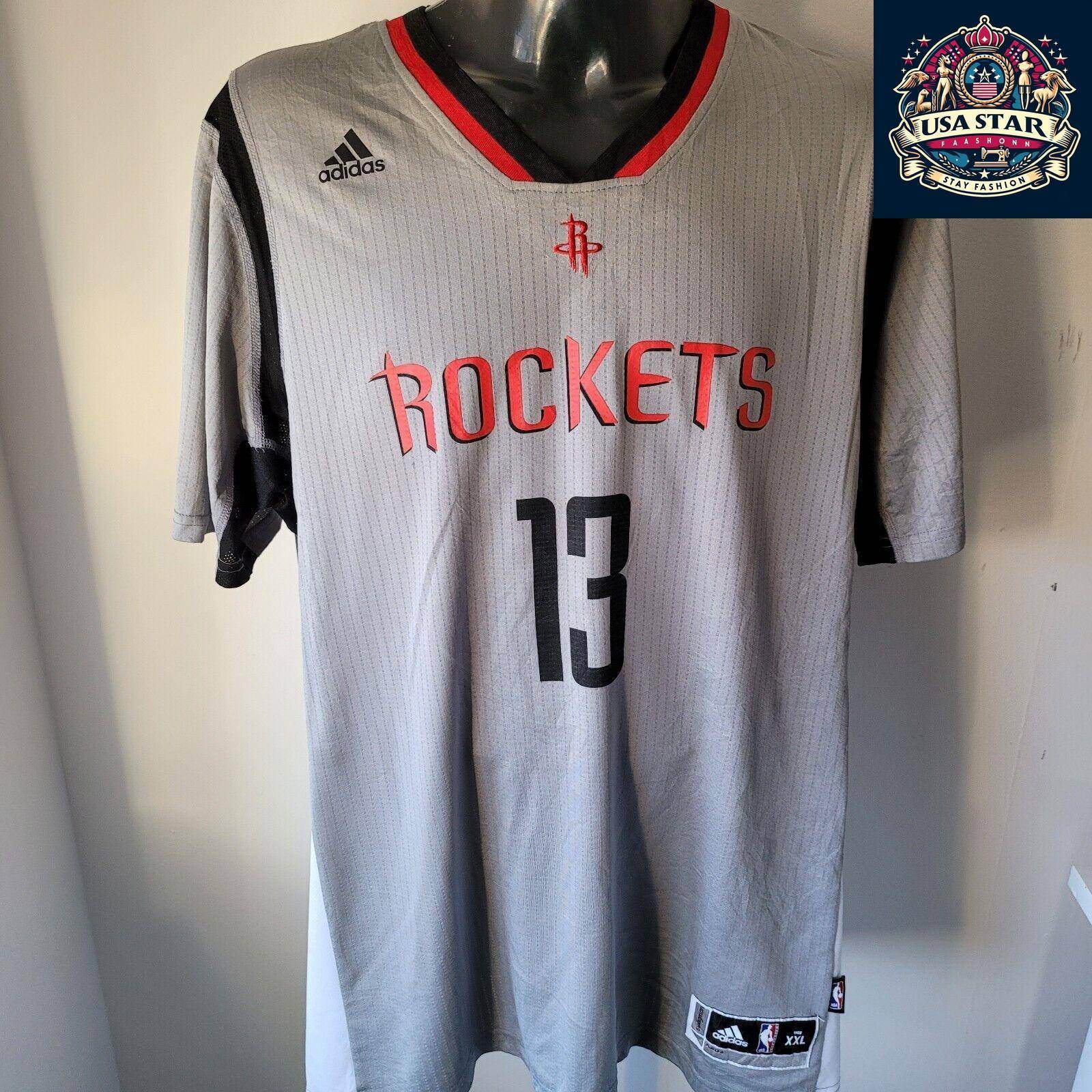 Houston Rockets Shirt James Harden 13 Grey Short Sleeve T-Shirt by Adidas - 2XL Men's Apparel - USASTARFASHION
