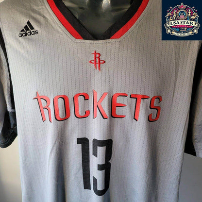 Houston Rockets Shirt James Harden 13 Grey Short Sleeve T-Shirt by Adidas - 2XL Men's Apparel - USASTARFASHION