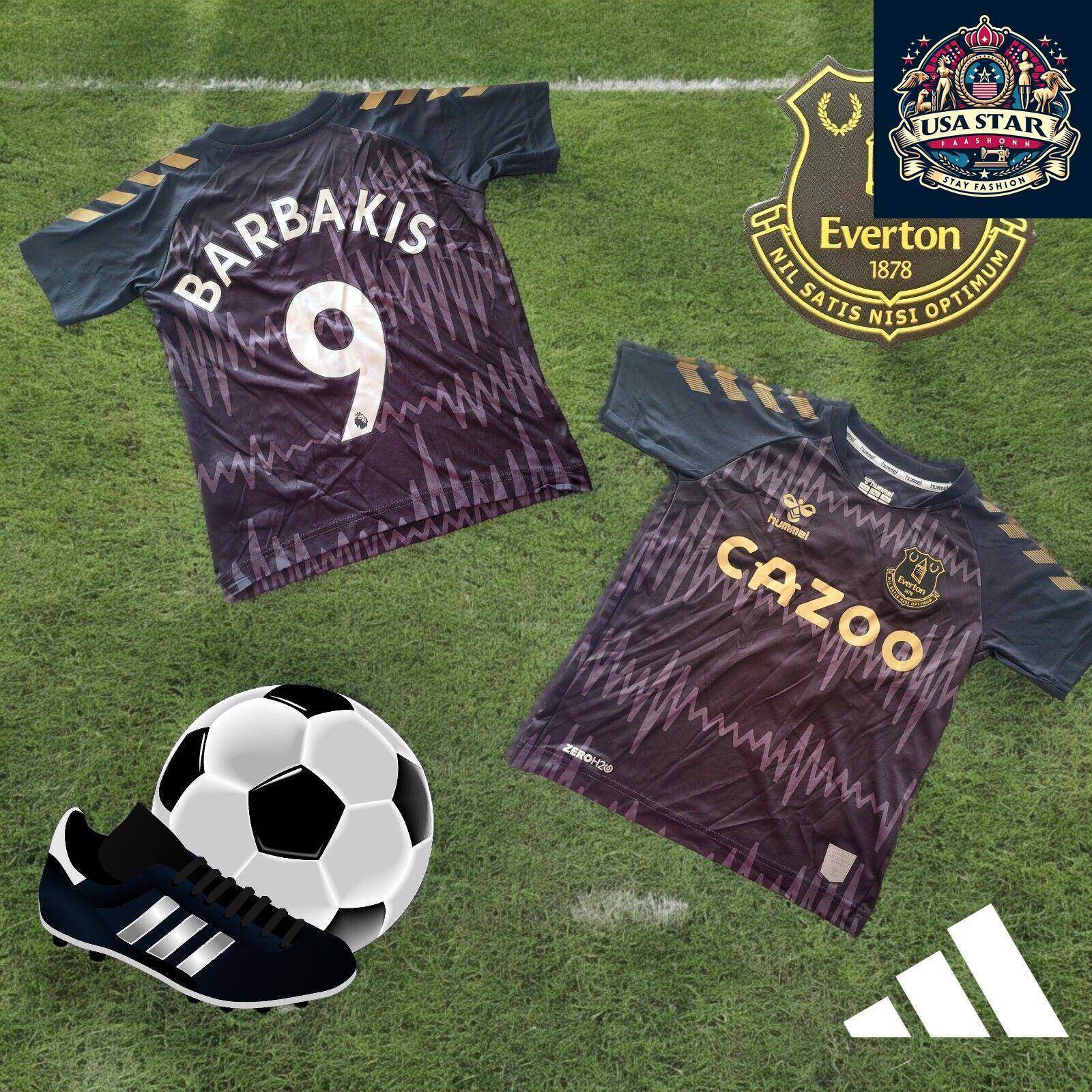 Hummel Everton Away Jersey 6 Years - Barbakis 9 - Dark Purple - Youth Soccer Apparel - USASTARFASHION