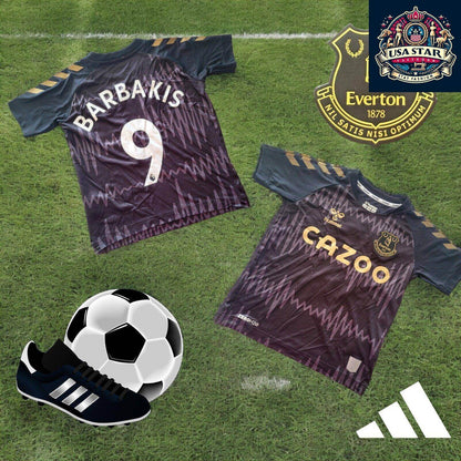 Hummel Everton Away Jersey 6 Years - Barbakis 9 - Dark Purple - Youth Soccer Apparel - USASTARFASHION