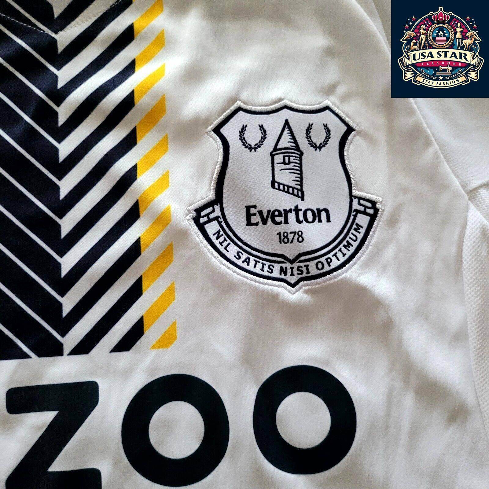 Hummel Everton Third SS Jersey Youth XXL White with Black & Yellow Accents, Moisture - Wicking - USASTARFASHION