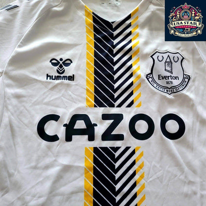 Hummel Everton Third SS Jersey Youth XXL White with Black & Yellow Accents, Moisture - Wicking - USASTARFASHION