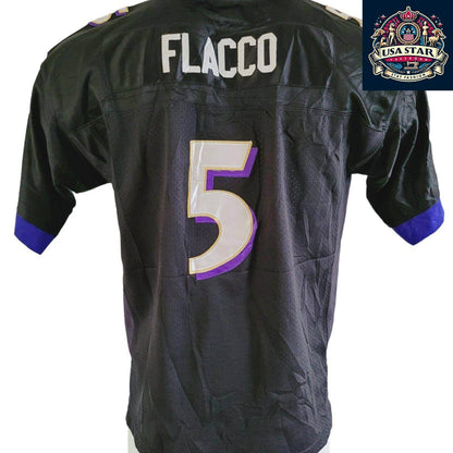 Joe Flacco 5 Ravens Jersey - Black Reebok NFL Medium - Durable, Stylish Fan Gear for Game Day - USASTARFASHION