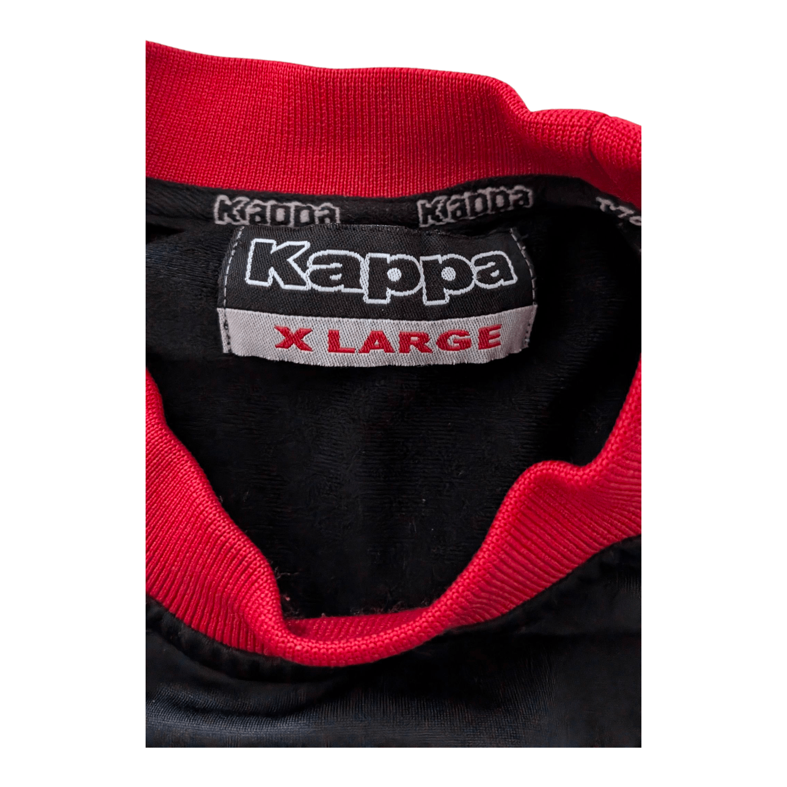 Kappa Youth XL Black Red Pullover Sweatshirt Training Top Logo Crew Neck - USASTARFASHION