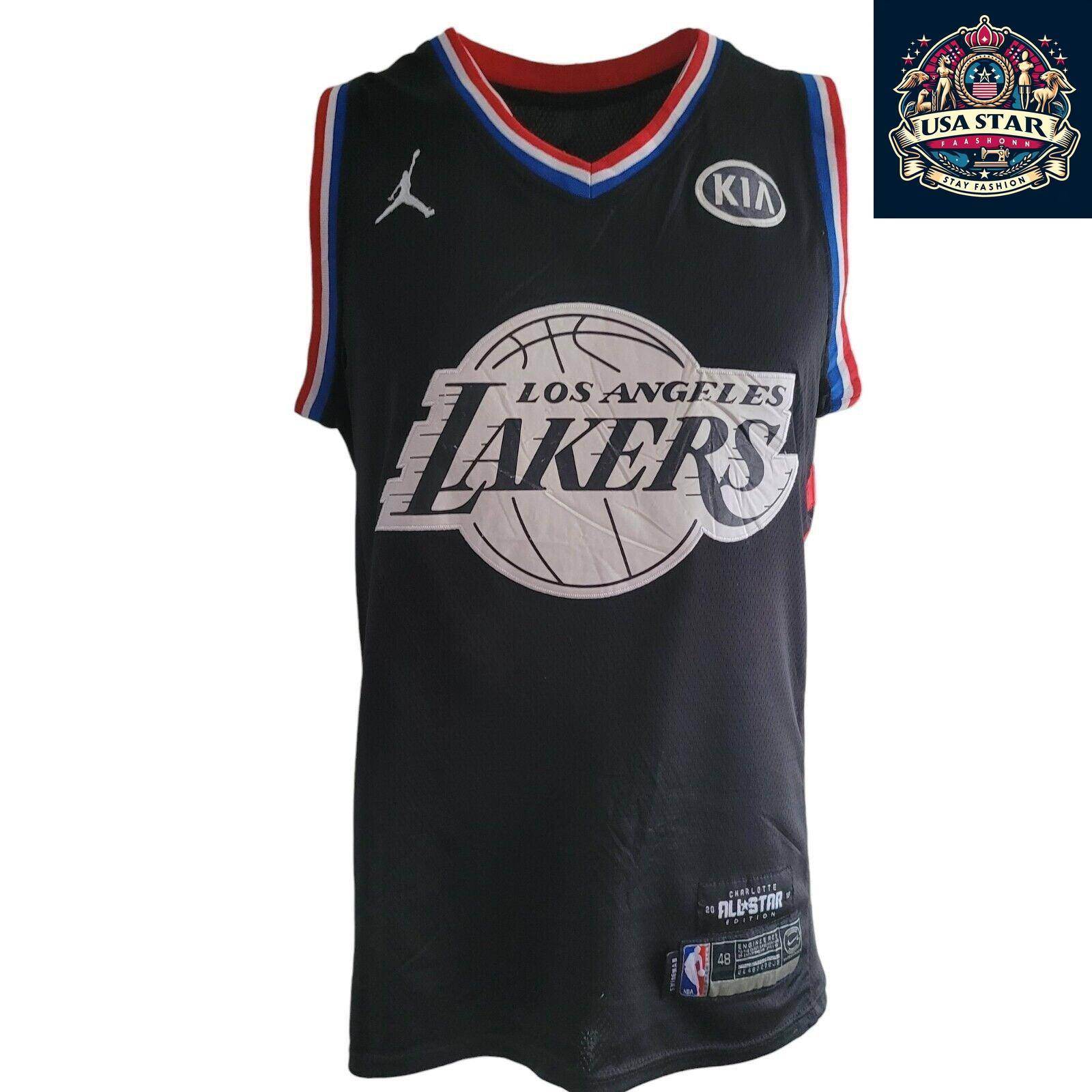 LeBron James Jersey 23 Vintage Style Los Angeles Lakers All - Star Size 48 (S/M) - USASTARFASHION