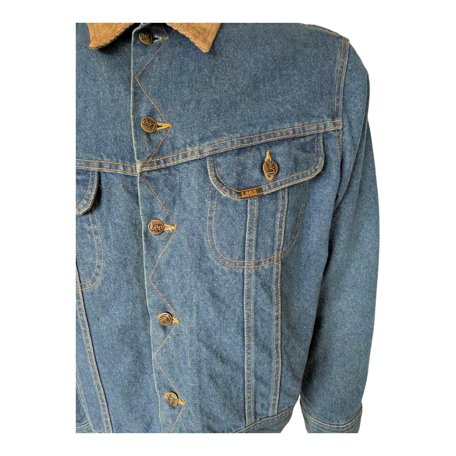 Lee Storm Rider Denim Jacket – Corduroy Collar – Blanket Lining – Medium - USASTARFASHION