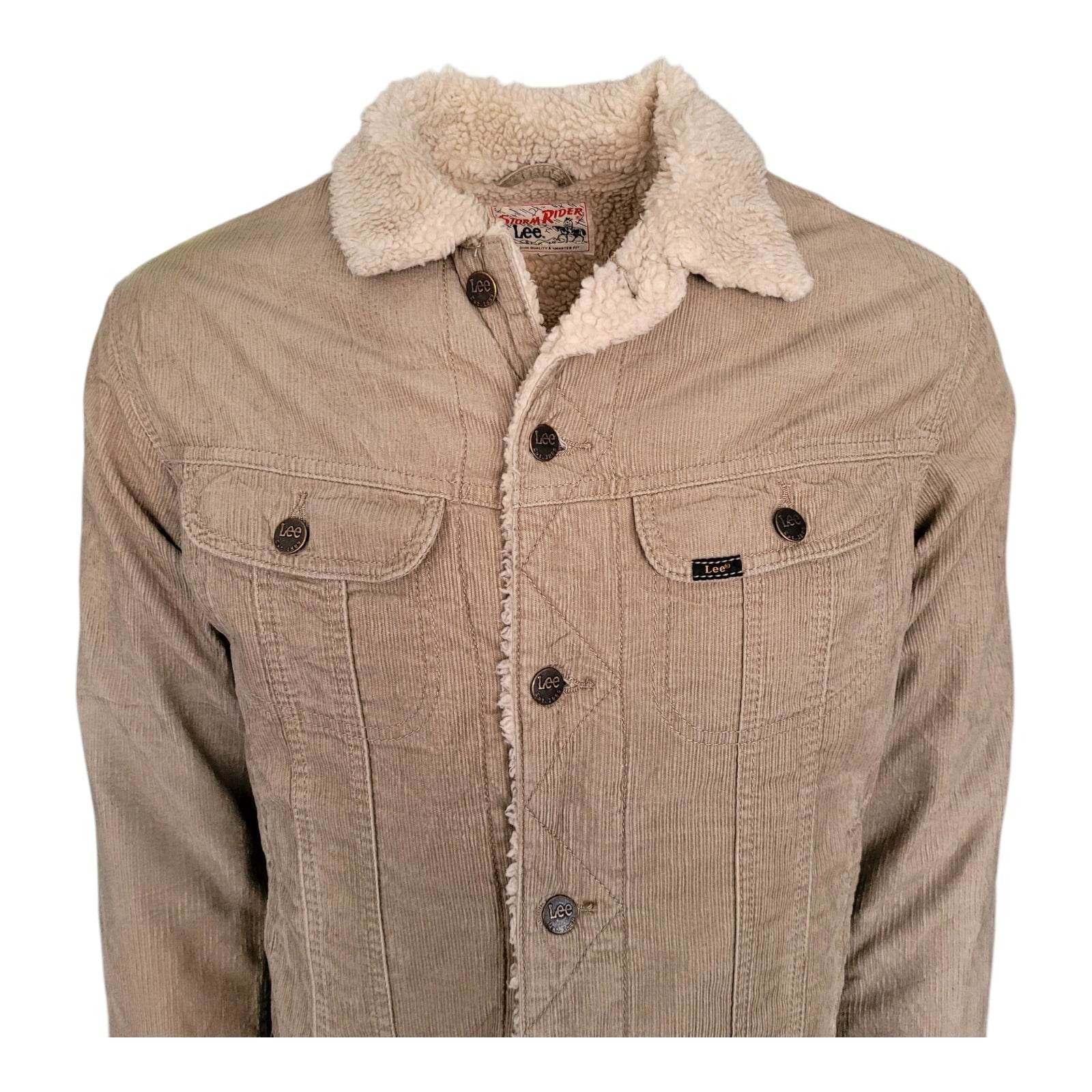 Lee Storm Rider Sherpa - Lined Corduroy Jacket – Tan, Size M - USASTARFASHION