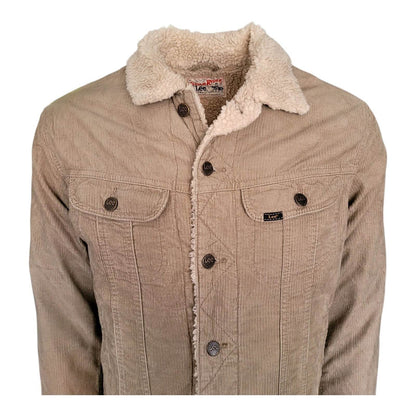 Lee Storm Rider Sherpa - Lined Corduroy Jacket – Tan, Size M - USASTARFASHION
