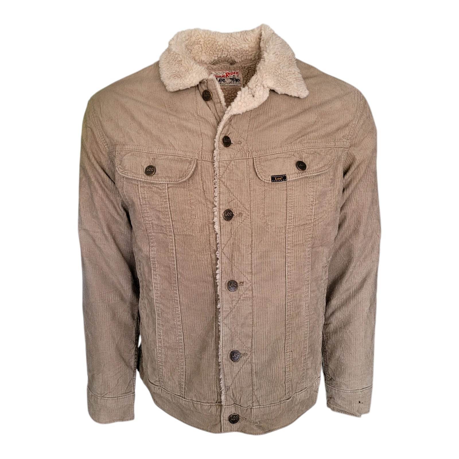 Lee Storm Rider Sherpa - Lined Corduroy Jacket – Tan, Size M - USASTARFASHION