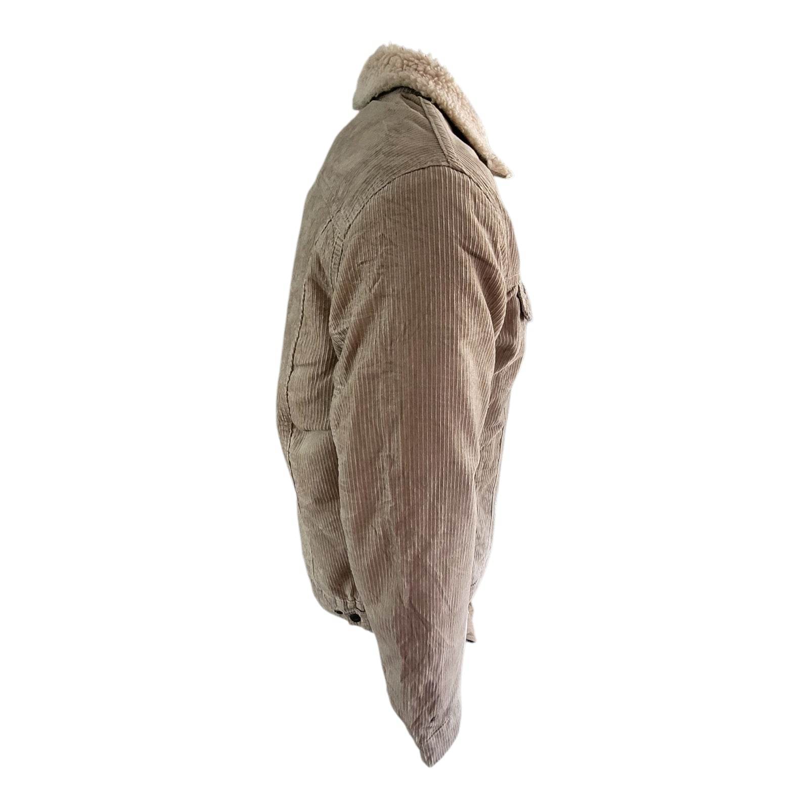 Lee Storm Rider Sherpa - Lined Corduroy Jacket – Tan, Size M - USASTARFASHION