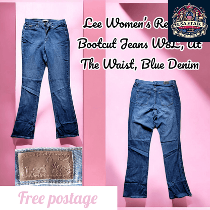 Lee Women's Relaxed Bootcut Jeans Size 8 Long in Blue Denim, Flattering Fit for Everyday Comfort - USASTARFASHION