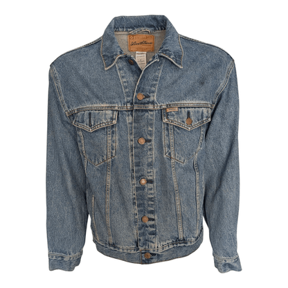 Levi Strauss Signature Denim Trucker Jacket Men’s Size M Blue – Custom Back Patc - USASTARFASHION