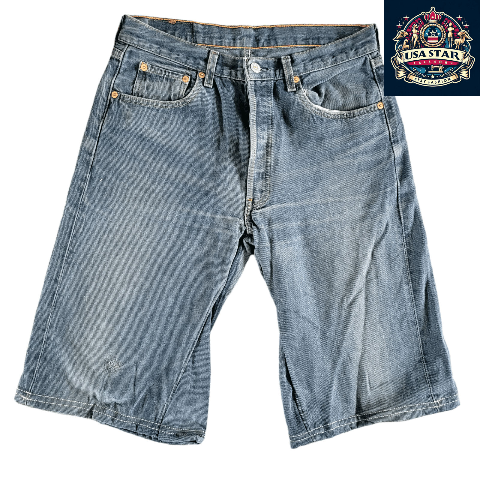 Levi's 501 Denim Shorts W33L36 - Classic Fit Blue Jean Jorts for Timeless Summer Style - USASTARFASHION