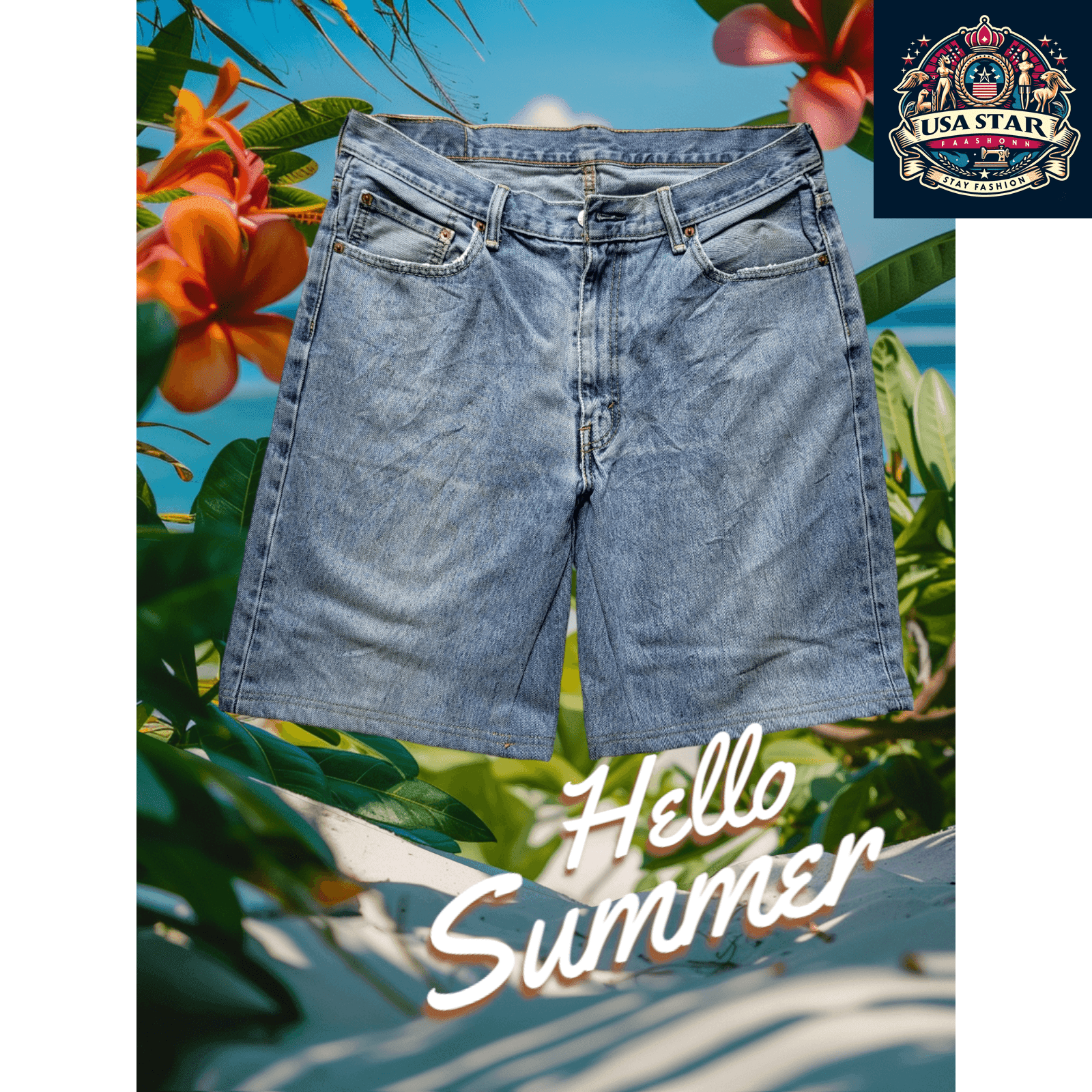 Levi's 501 Jorts Size 36 - Vintage Light Blue Denim, Relaxed Fit, Classic Five - Pocket Design - USASTARFASHION