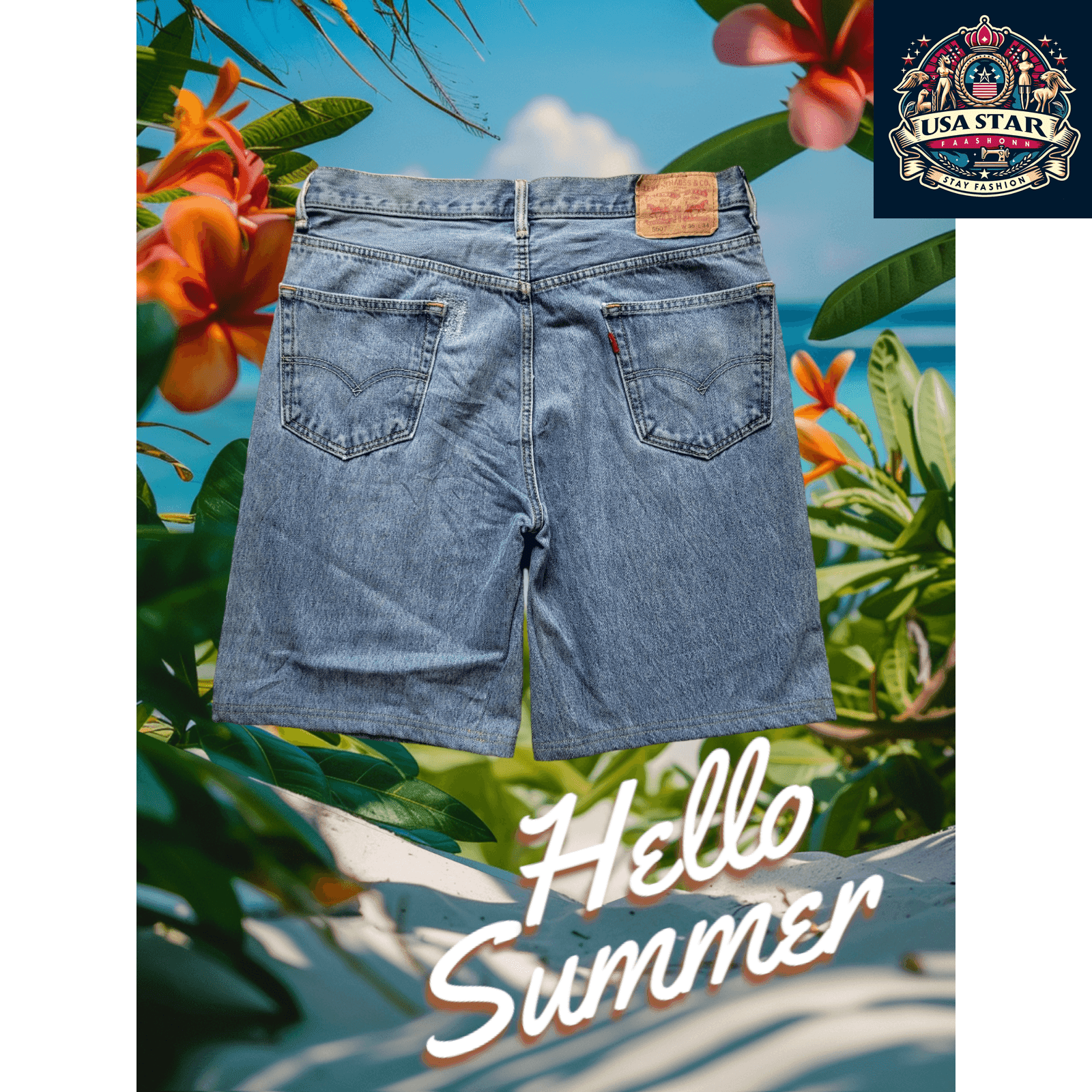 Levi's 501 Jorts Size 36 - Vintage Light Blue Denim, Relaxed Fit, Classic Five - Pocket Design - USASTARFASHION