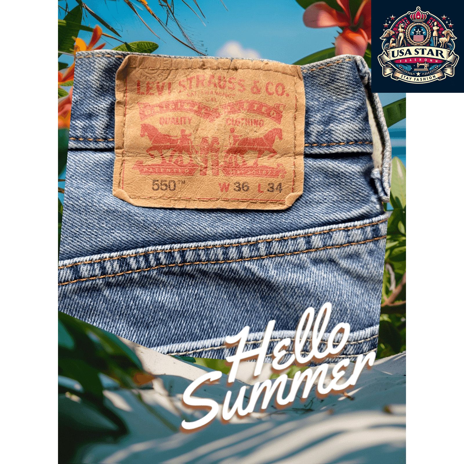 Levi's 501 Jorts Size 36 - Vintage Light Blue Denim, Relaxed Fit, Classic Five - Pocket Design - USASTARFASHION