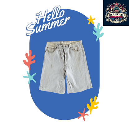 Levi's 501 Jorts W34 L34, Light Beige Denim, Durable, Comfortable Fit for Casual or Workwear - USASTARFASHION