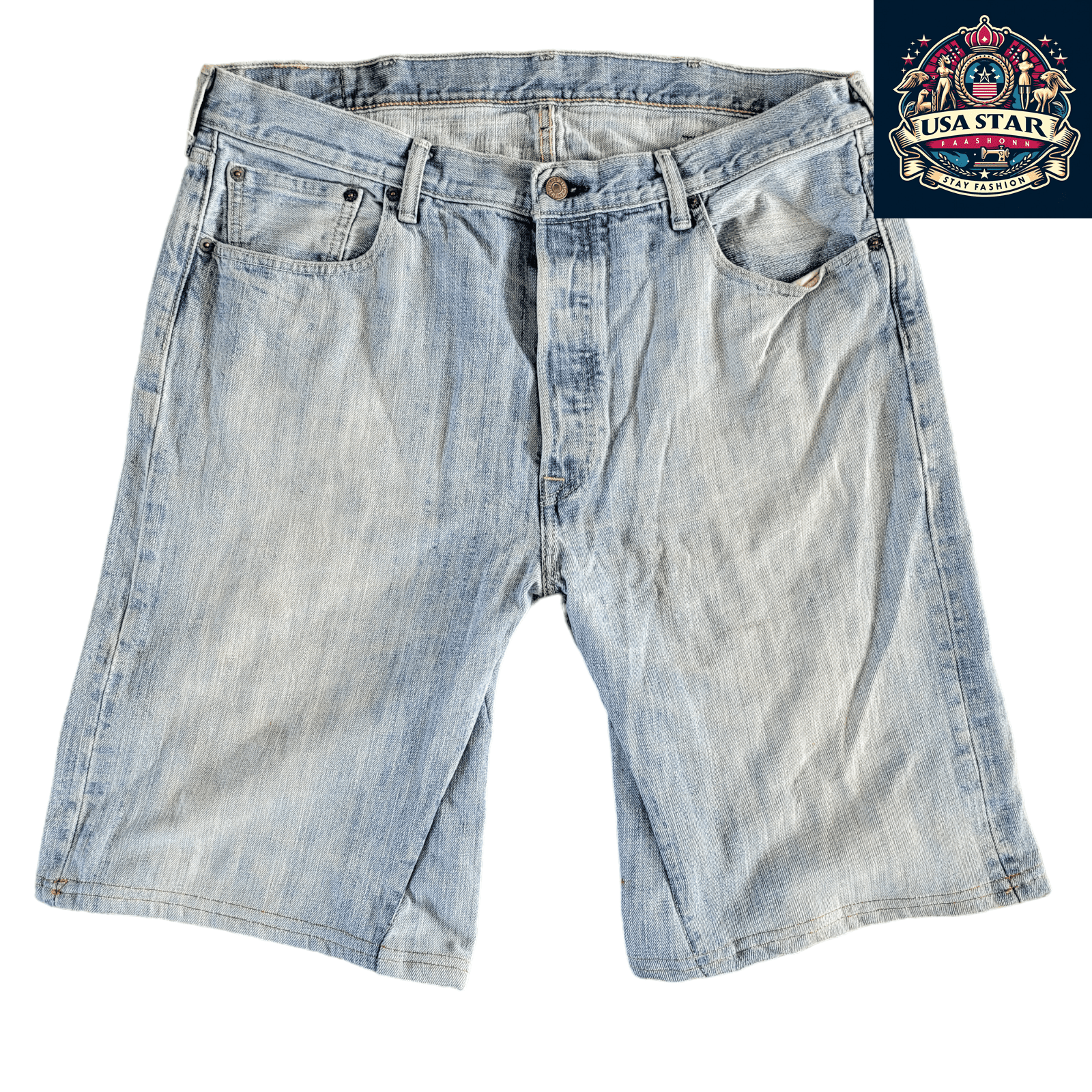 Levi's 501 Jorts W38 in Light Blue Denim - Durable, Classic Style Ideal for Work and Casual Wear - USASTARFASHION