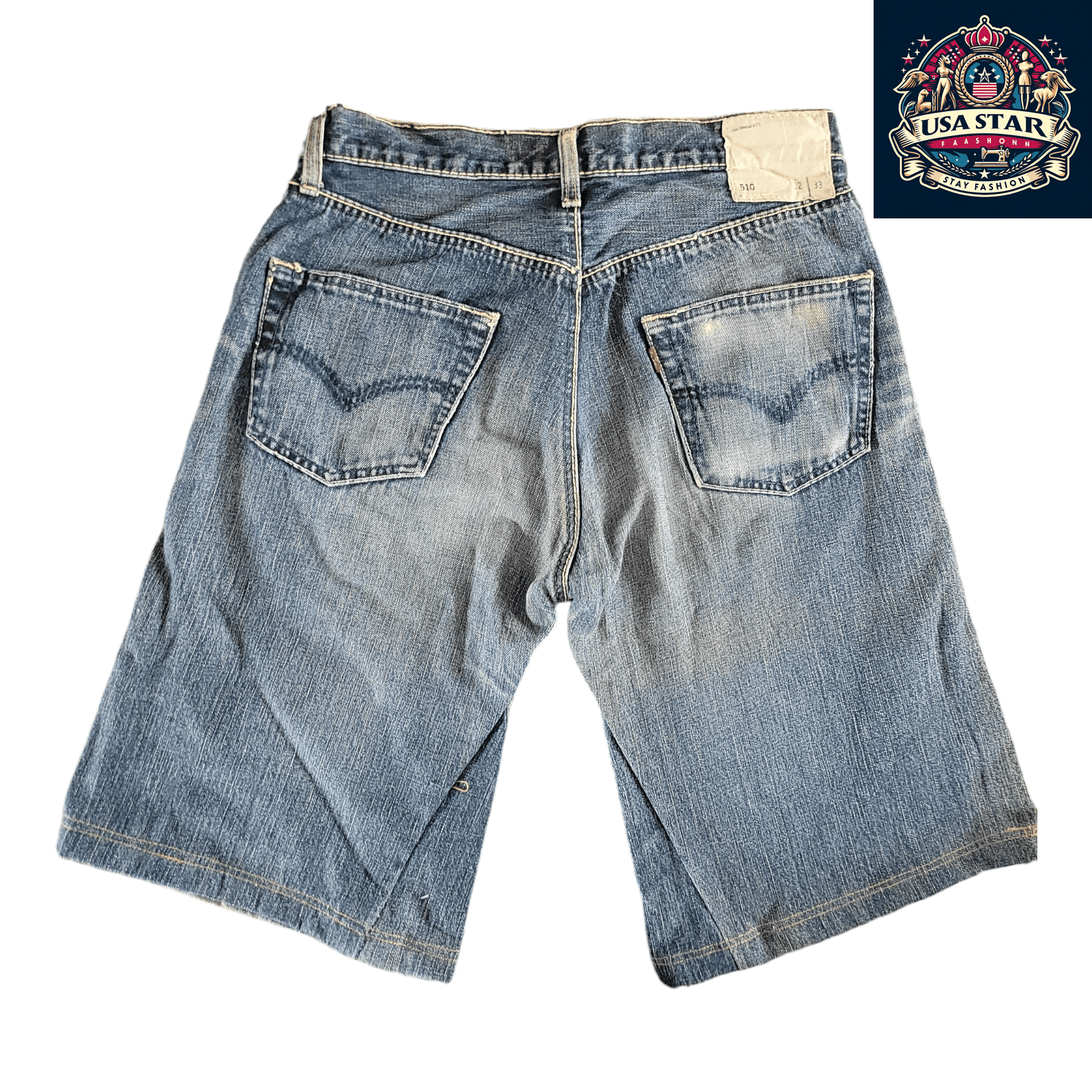 Levi's 510 Jorts W32 in Medium Blue Denim, Durable Fit for Work and Casual Style - USASTARFASHION