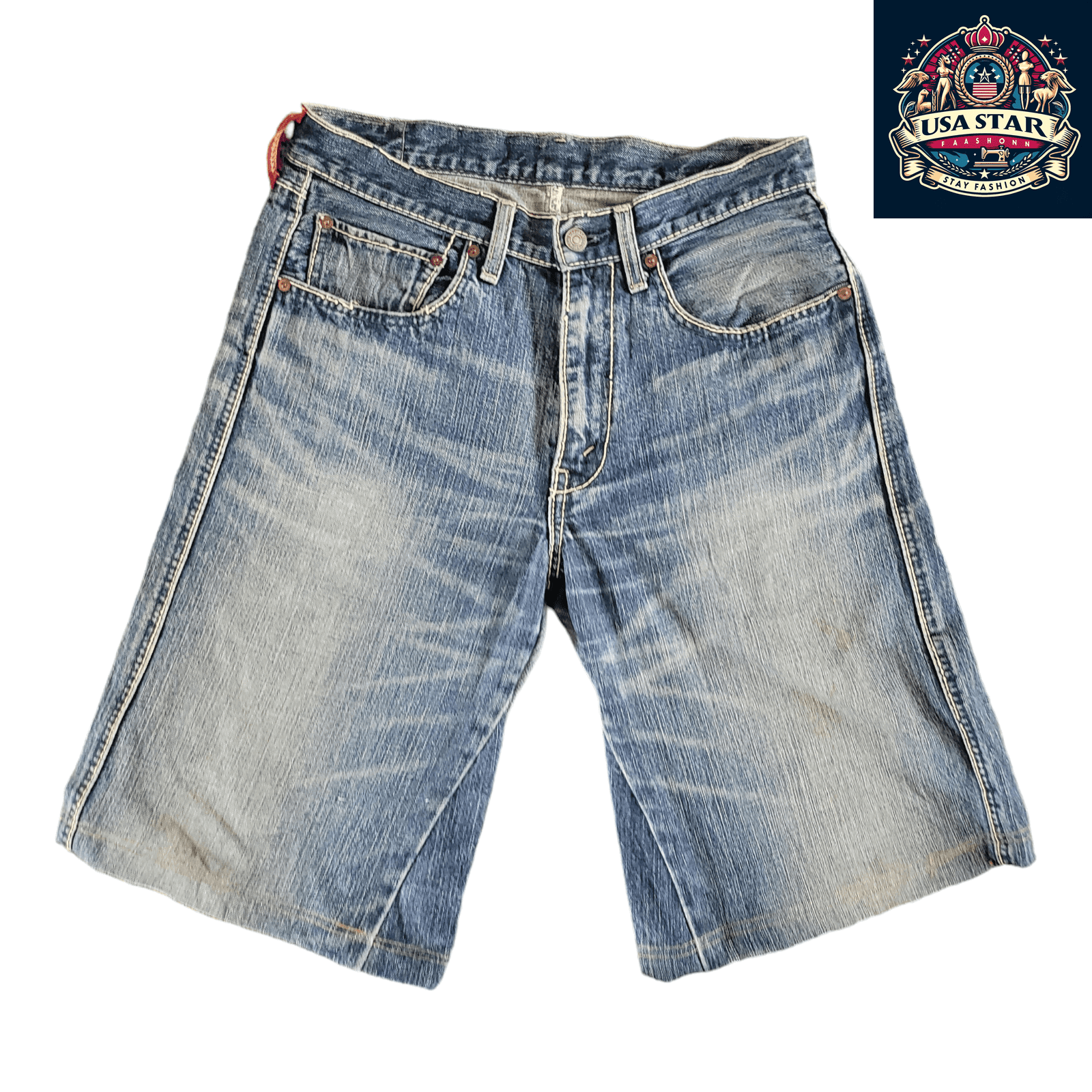 Levi's 510 Jorts W32 in Medium Blue Denim, Durable Fit for Work and Casual Style - USASTARFASHION