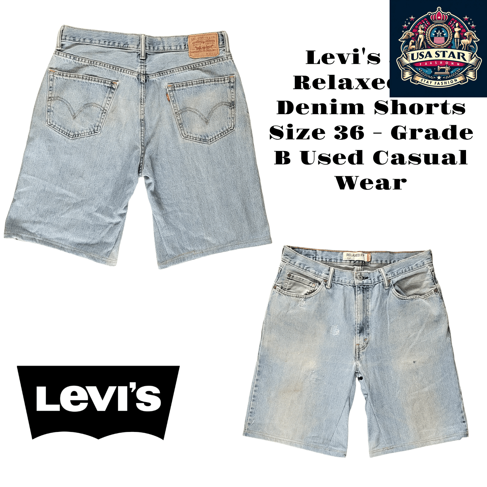 Levi's 550 Denim Shorts Size 36 - Relaxed Fit, Durable Denim, Casual Summer Style, Grade B Condition - USASTARFASHION