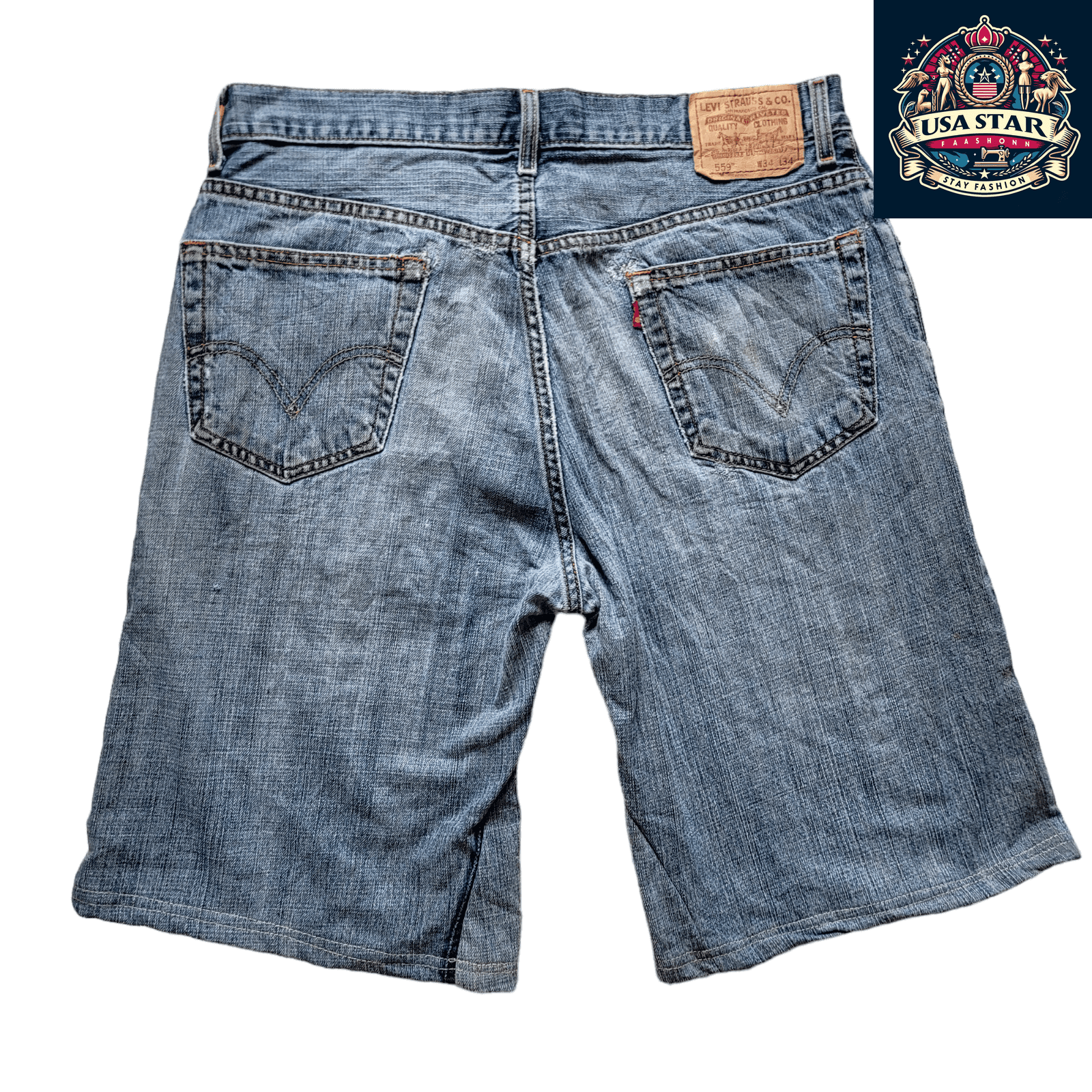 Levi's 559 Denim Jorts W34 - Distressed Relaxed Straight Fit Casual Shorts for Summer Comfort - USASTARFASHION