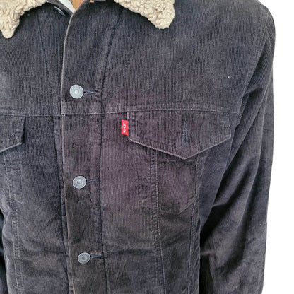 Levi’s 70520 - 1039 Black Corduroy Sherpa Jacket – Size L - USASTARFASHION