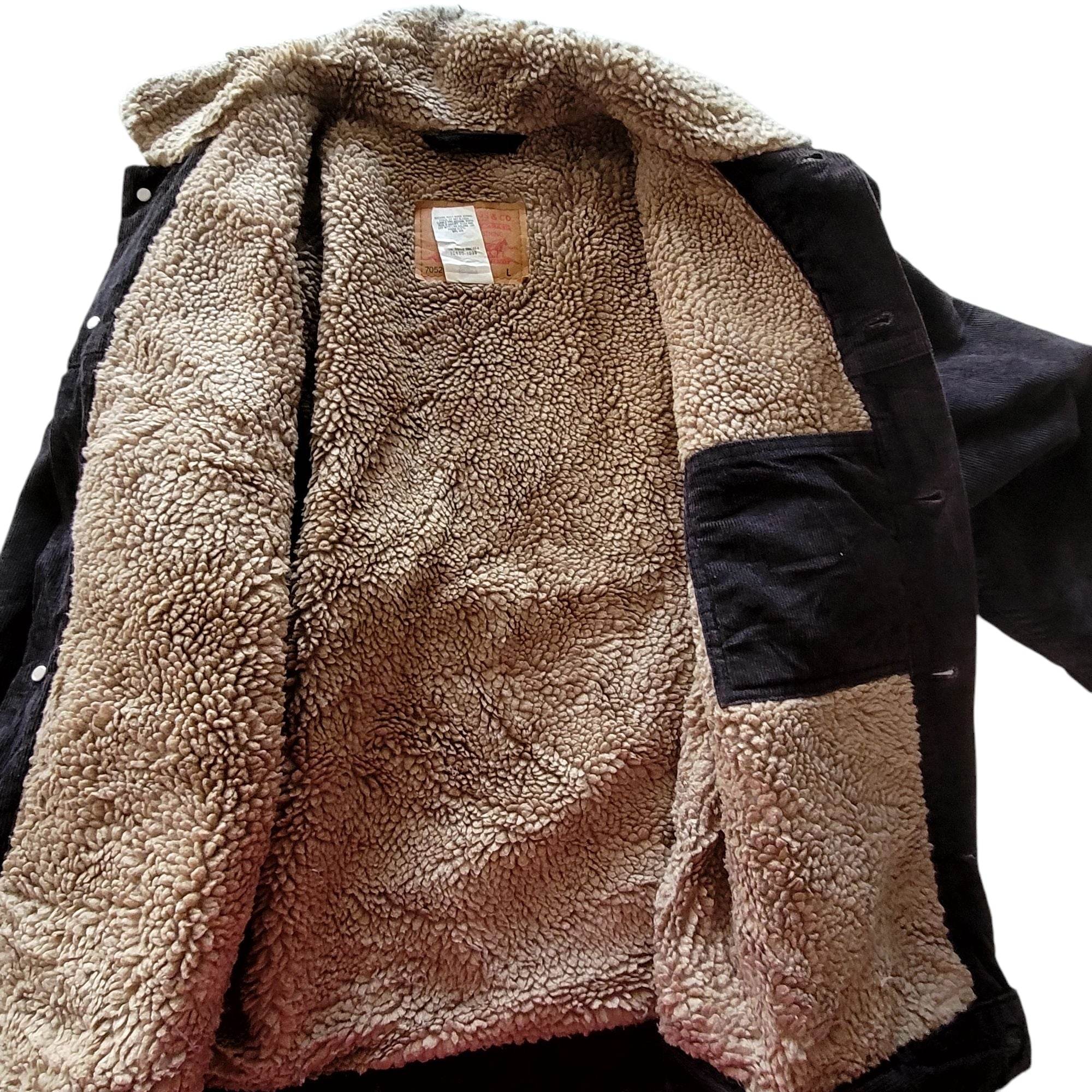 Levi’s 70520 - 1039 Black Corduroy Sherpa Jacket – Size L - USASTARFASHION