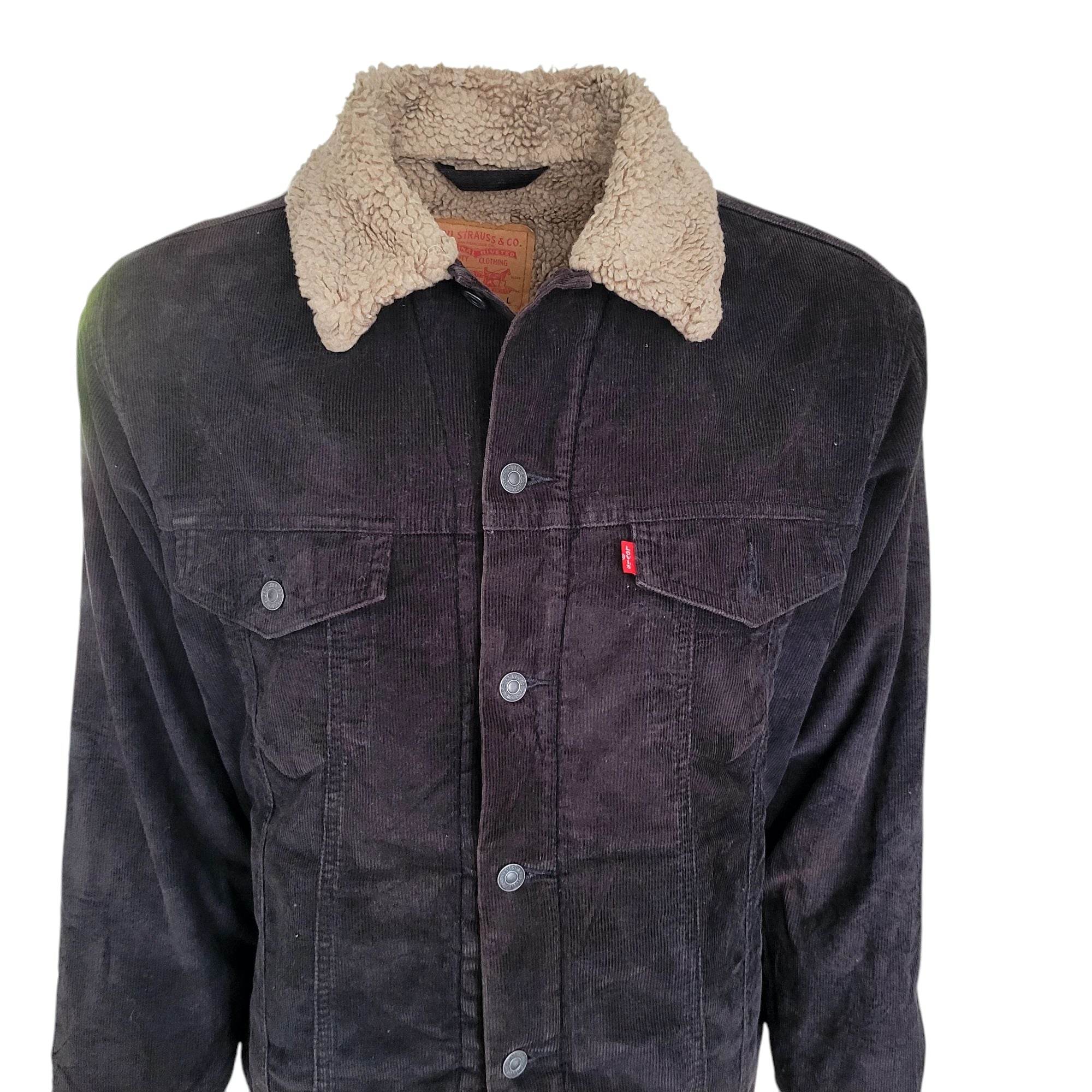 Levi’s 70520 - 1039 Black Corduroy Sherpa Jacket – Size L - USASTARFASHION