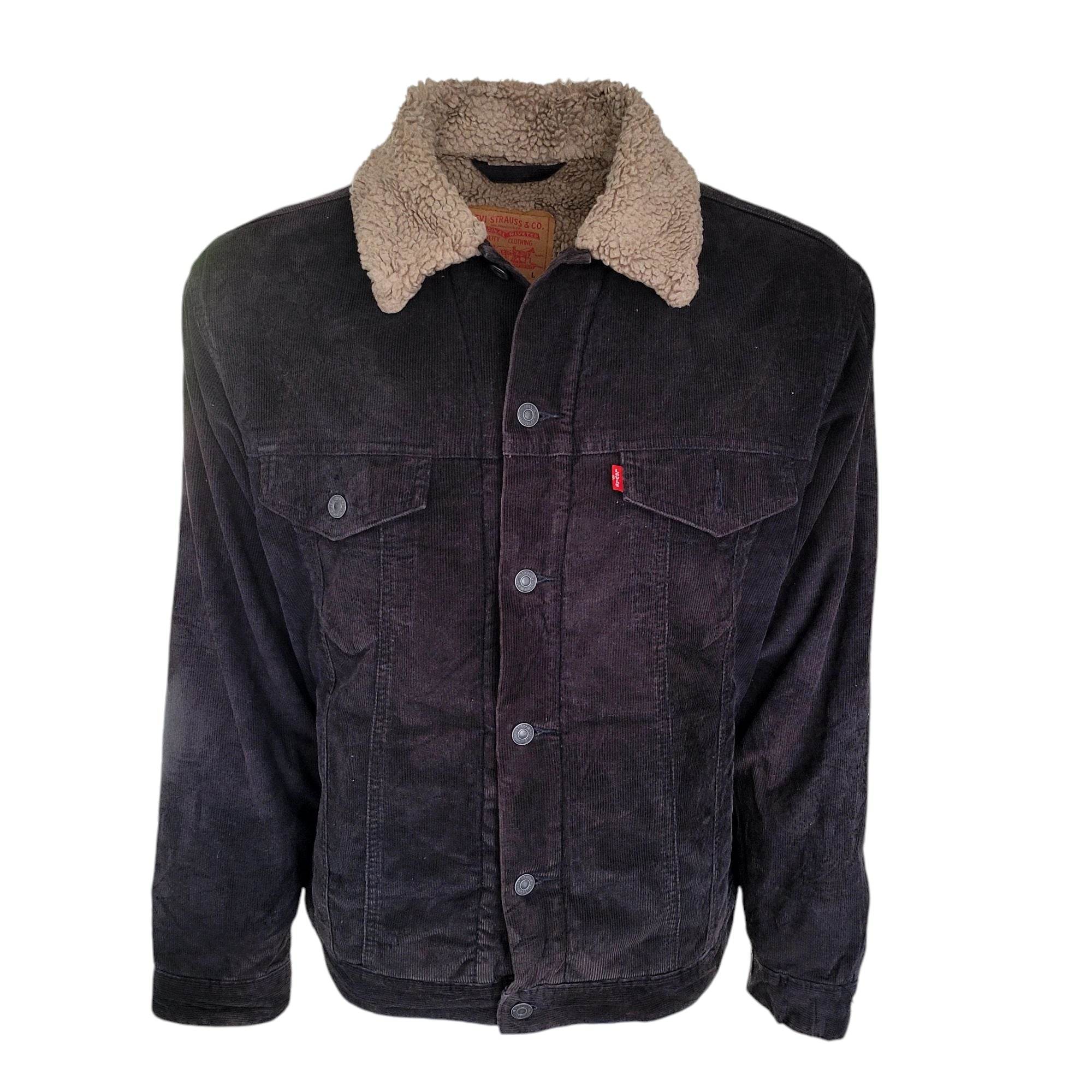 Levi’s 70520 - 1039 Black Corduroy Sherpa Jacket – Size L - USASTARFASHION