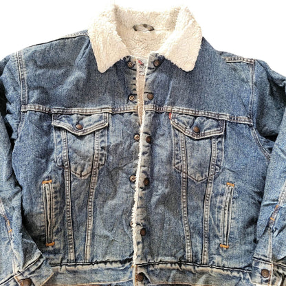 Levi’s Authentic Sherpa Denim Trucker Jacket – Size M, USA Made - USASTARFASHION