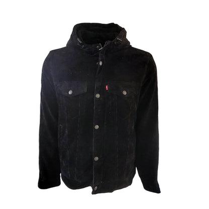 Levi’s Black Corduroy Sherpa Jacket with Hood – Size M - USASTARFASHION