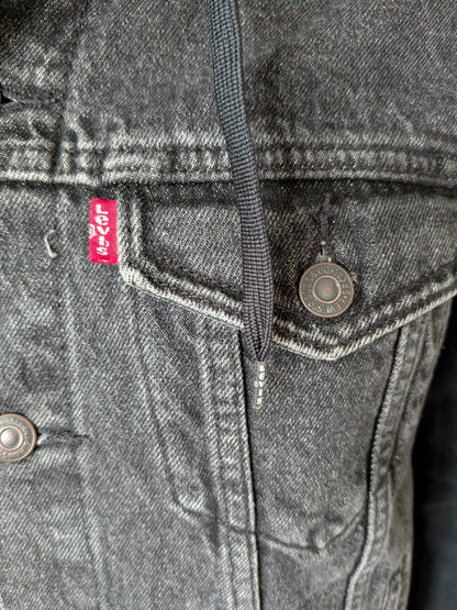 Levi’s Black Denim Hoodie Jacket – Size M – Trucker Style - USASTARFASHION