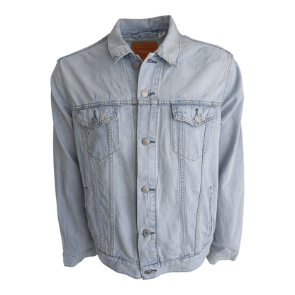 Levi’s Denim Jacket Light Blue Trucker Size L Large 100% Cotton - USASTARFASHION