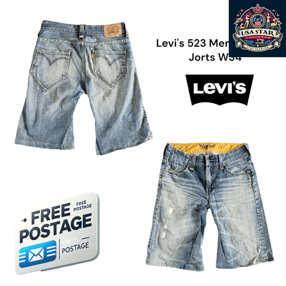 Levi's Denim Jorts 523 Men's W34 Relaxed Fit Knee - Length Summer Style with Pockets - USASTARFASHION