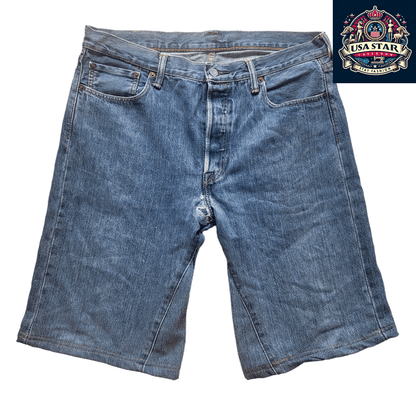 Levi's Denim Jorts W36 - Light Blue, Gently Used, Relaxed Fit, Durable Fabric, Classic Style - USASTARFASHION