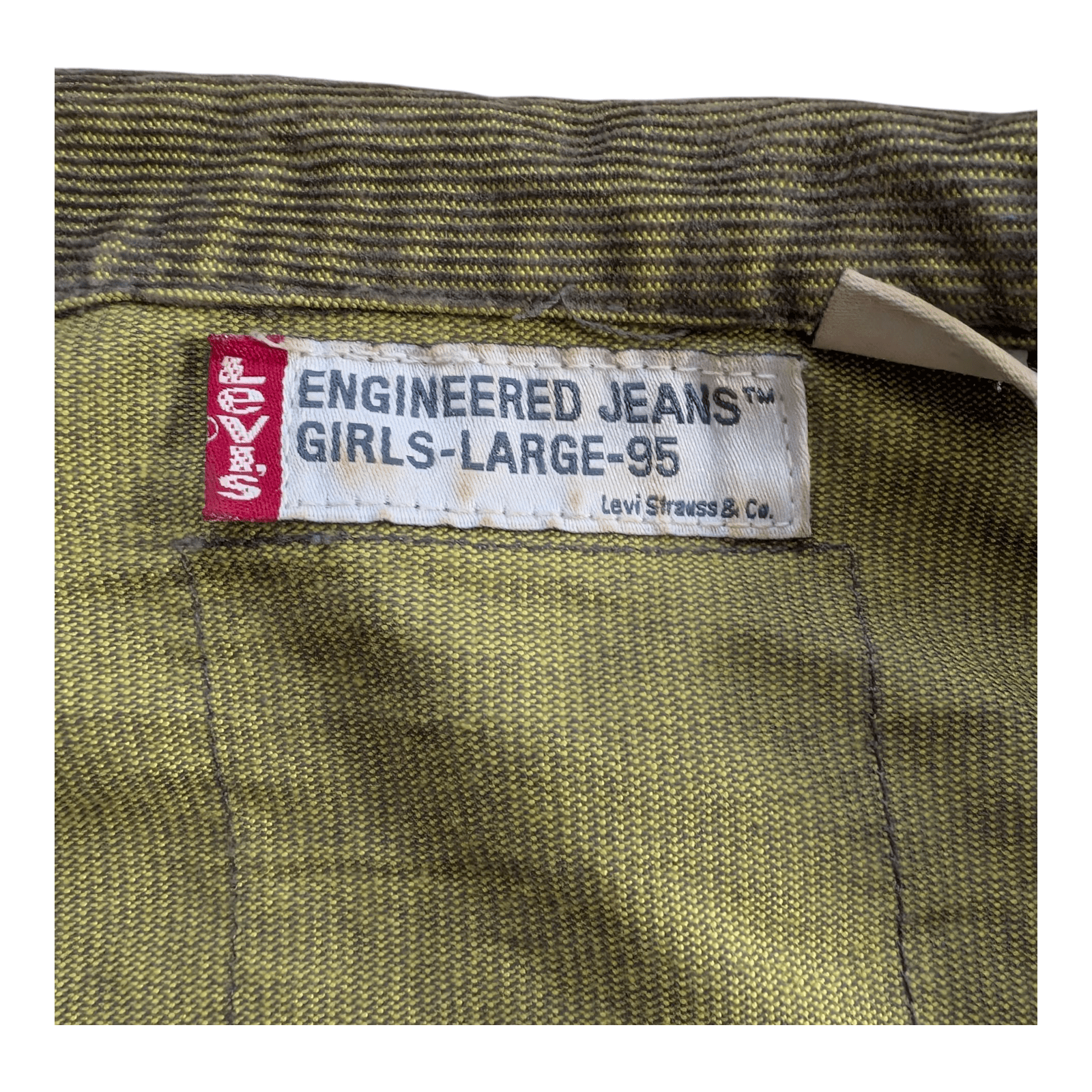 Levi’s Engineered Jeans Jacket Girls Large 95 Green Striped Vintage - USASTARFASHION
