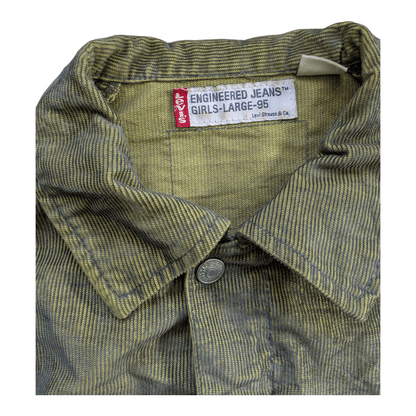 Levi’s Engineered Jeans Jacket Girls Large 95 Green Striped Vintage - USASTARFASHION