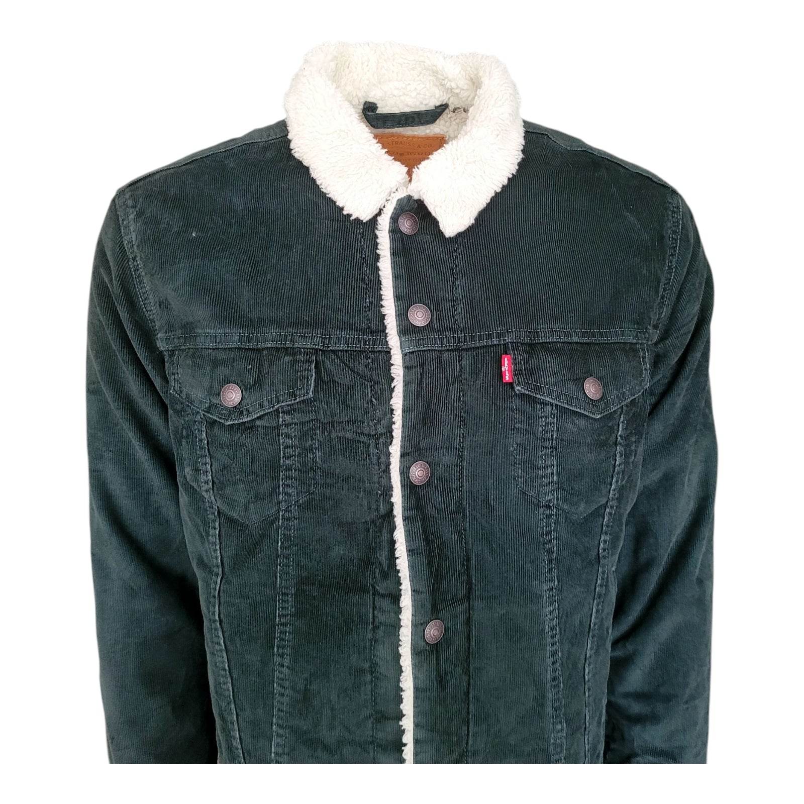 Levi's Green Corduroy Sherpa Trucker Jacket – Size M - USASTARFASHION