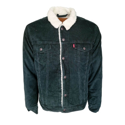 Levi's Green Corduroy Sherpa Trucker Jacket – Size M - USASTARFASHION