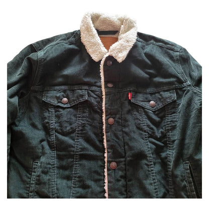 Levi's Green Corduroy Sherpa Trucker Jacket – Size M - USASTARFASHION