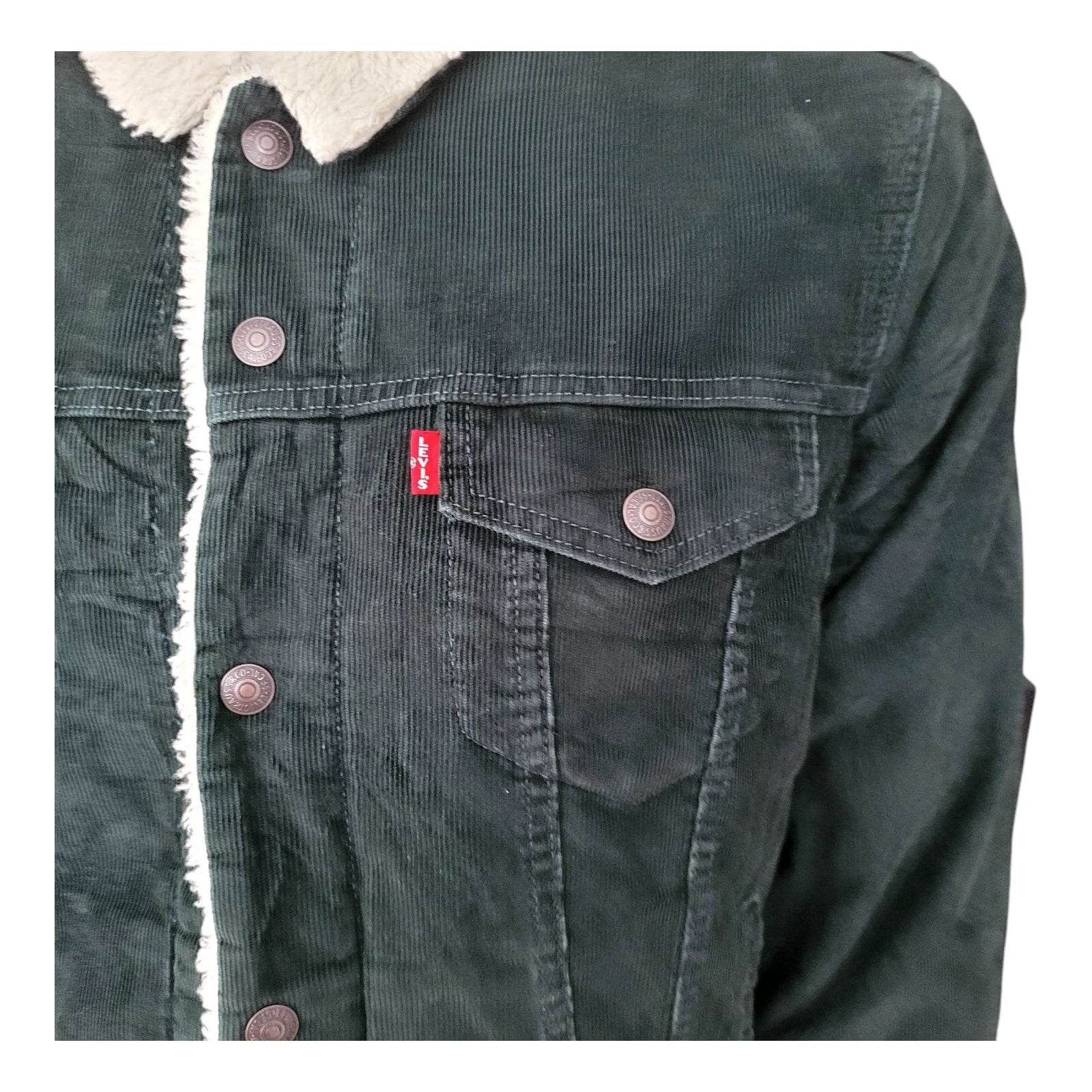 Levi's Green Corduroy Sherpa Trucker Jacket – Size M - USASTARFASHION