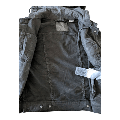 Levi’s Hybrid Original Trucker Jacket Black Small Hooded Denim Sweatshirt Sleeve - USASTARFASHION