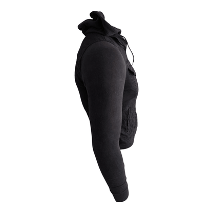 Levi’s Hybrid Original Trucker Jacket Black Small Hooded Denim Sweatshirt Sleeve - USASTARFASHION