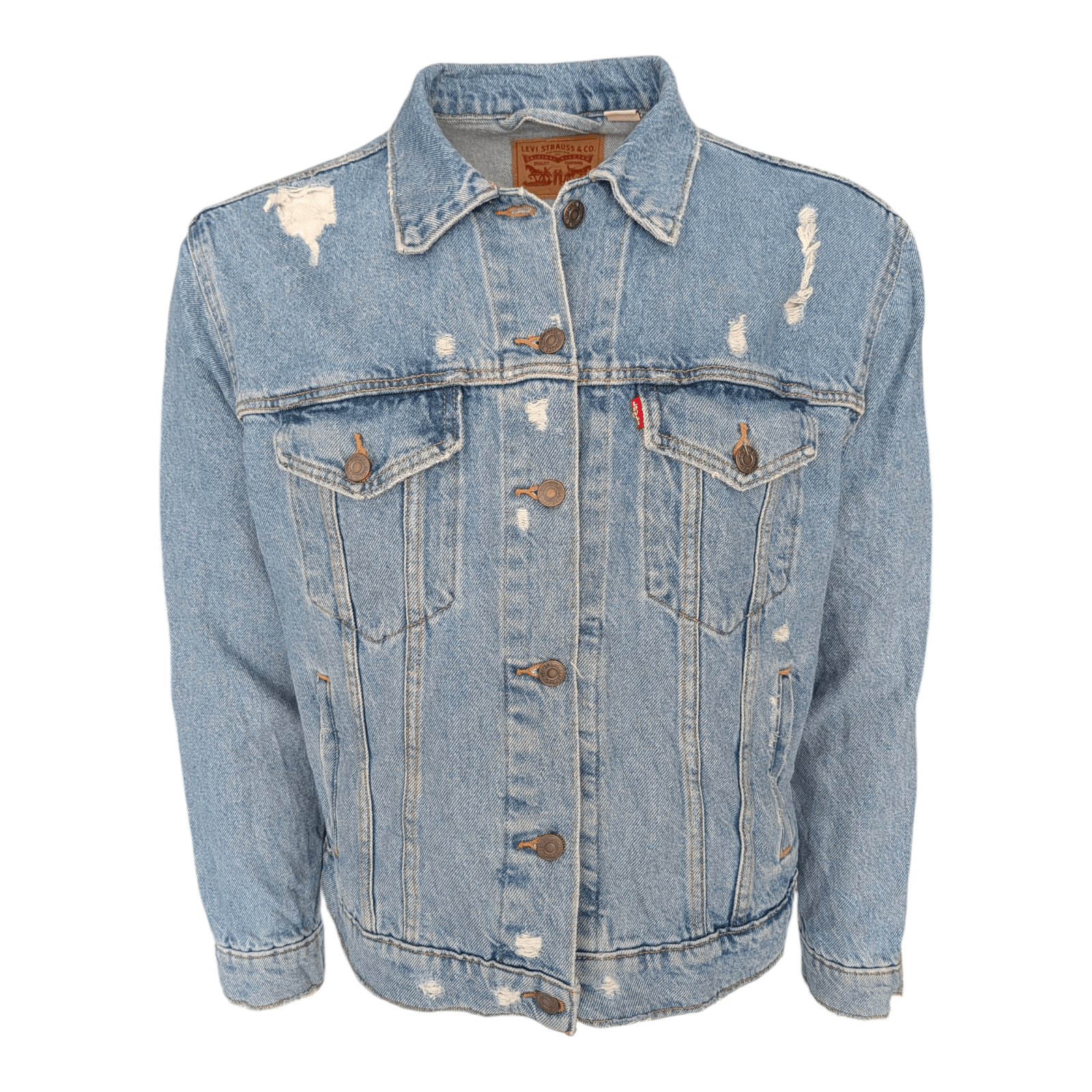 Levi’s Men’s Distressed Blue Denim Trucker Jacket – Size XL - USASTARFASHION