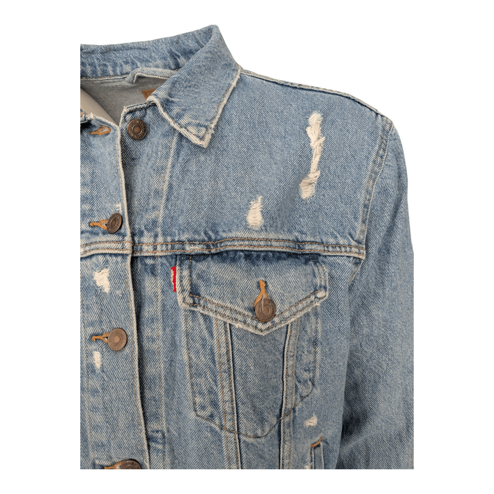 Levi’s Men’s Distressed Blue Denim Trucker Jacket – Size XL - USASTARFASHION